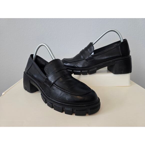 Cushionaire Chunky Black Lug Sole Loafers Womens 11 Platform Memory Foam Y2K - Picture 1 of 10